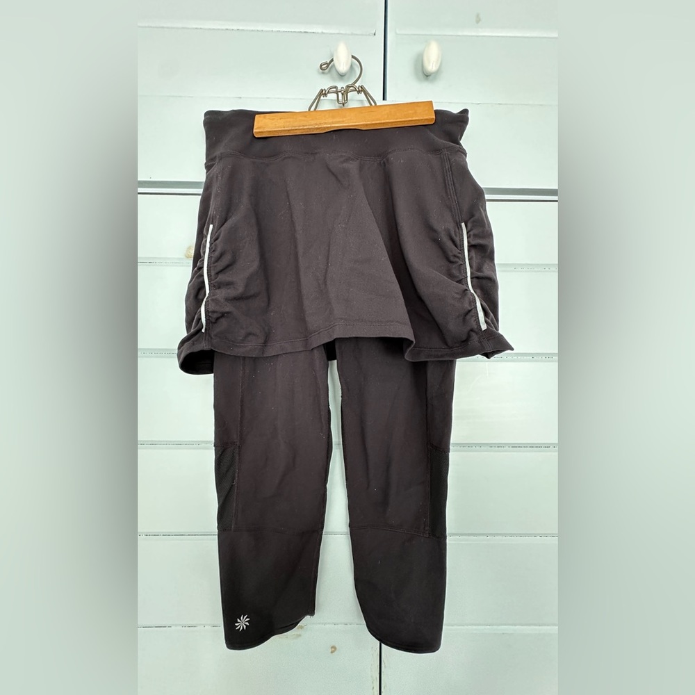 Athleta Running Skirt Legging Skort Combo with reflective trim - Black, Small